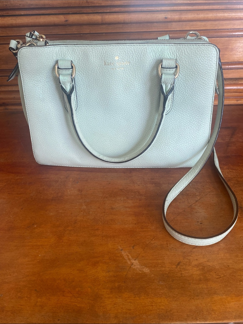 kate spade pebble leather crossbody purse in mint green